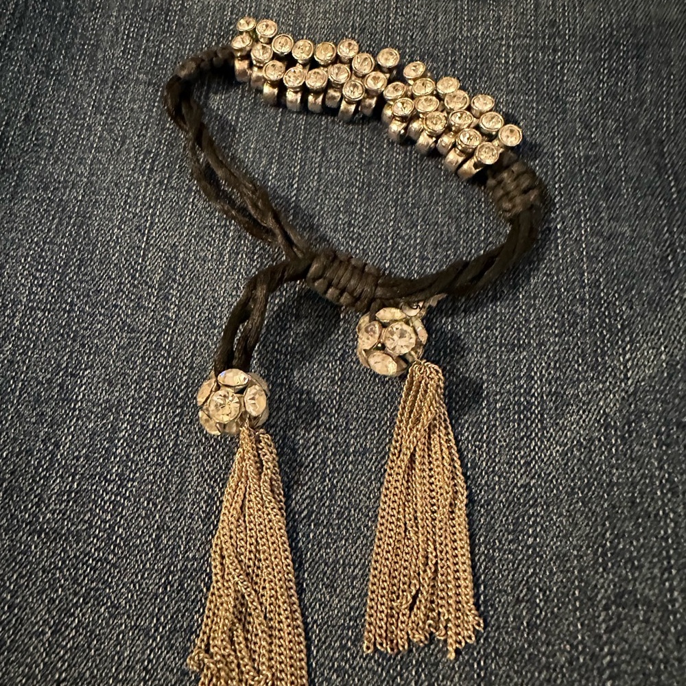 Vintage Betsey Johnson Beautiful Rhinestones Silver and Black Bracelet Set